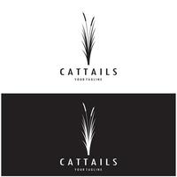 cattails or river reed grass plant logo design, aquatic plants, swamp, wild grass vector