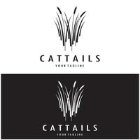 cattails or river reed grass plant logo design, aquatic plants, swamp, wild grass vector