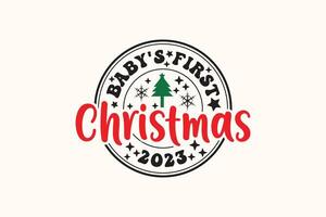 del bebe primero Navidad 2024 eps Navidad camiseta diseño vector