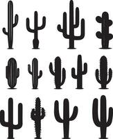 diferente tipo de cactus vector silueta ilustración