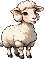 ai généré mignonne mouton dessin animé autocollant png