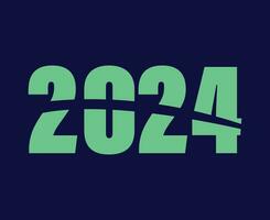 contento nuevo año 2024 fiesta resumen verde gráfico diseño vector logo símbolo ilustración con azul antecedentes