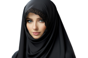 ai gegenereerd portret van mooi moslim vrouw vervelend hijaab. Islamitisch vrouw geïsoleerd Aan transparant achtergrond png