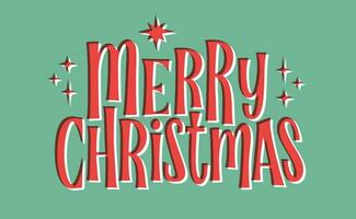 Merry Christmas lettering. Typography vector illustration. Vintage print effect.