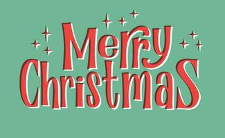 Merry Christmas lettering. Typography vector illustration. Vintage print effect.