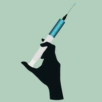hand with syringe. A hand holds a syringe. Medicine vector illustration