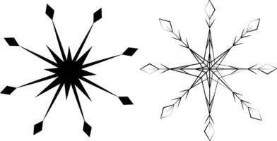 Set of 2 variation silhouette snowflakes. Winter design elements for Christmas or New Year greetings vector