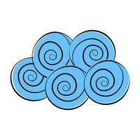 Abstract stylized spiral shape of a towel roll, hand drawn in the shape of a cloud or foam bubbles vector