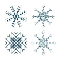 conjunto de 4 4 estampado copos de nieve. diseño elementos para Navidad o nuevo año saludos o invitaciones vector