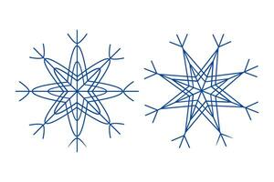 Set of patterned snowflakes in trendy blue. Design elements for web, promo, advertisement or pointer vector