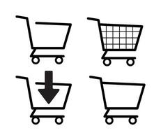 Shopping Carts, Empty Baskets, Retail Icon, Outline Shapes vector