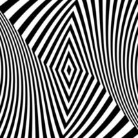 Black and white optical illusion. Abstract wavy stripes pattern vector