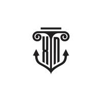 XN pillar and anchor ocean initial logo concept vector
