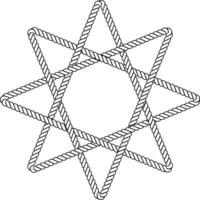 outline regular octagram star rope icon vector