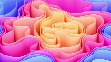 Abstract flowing curves, folded ribbons, fashion wallpaper with wavy layers, 3d rendering. video