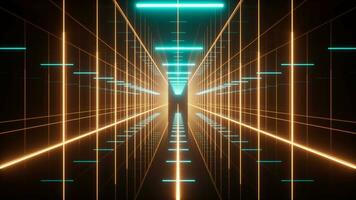Abstract neon tunnel, 3d rendering. video