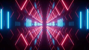 Abstract neon tunnel, 3d rendering. video