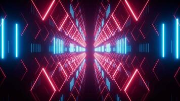 Abstract neon tunnel, 3d rendering. video