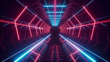 Abstract neon tunnel, 3d rendering. video