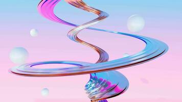 Abstract spiral curves and water surface video, 3d rendering. video