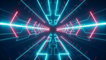 Abstract neon tunnel, 3d rendering. video