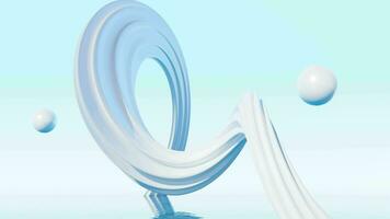 Abstract spiral curves and water surface video, 3d rendering. video