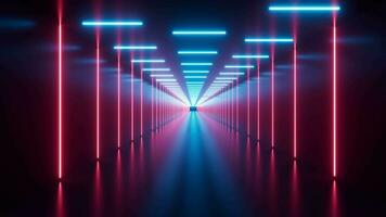 Abstract neon tunnel, 3d rendering. video