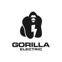 Gorilla electric Logo Negative Space Concept Vector Template