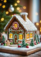 foto de el Navidad pan de galimatías casa galletas ai generado