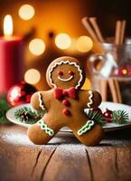 Photo of the Christmas Gibgerbread man cookies ai generated