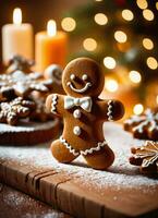 Photo of the Christmas Gibgerbread man cookies ai generated