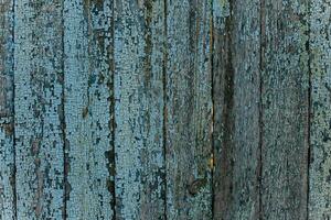 Background of blue wooden planks with peeling old paint. Natural texture of painted wood. photo