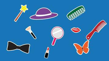 set of various beauty accessories vector