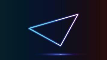 neon triangle shape. colorful glowing background. neon style. vector illustration.