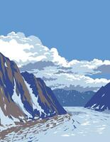 Ruth Glacier in Denali National Park in Alaska WPA Poster Art vector