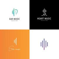 música logo, música icono, logo diseño, música marca, música logo, ambiente música, corazón música vector