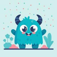Cute monster baby in different planet landscape vector