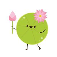 Lily pad character design. Lotus flower. vector