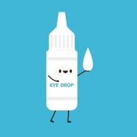 Eye drop character vector. eye drop vector on blue background.