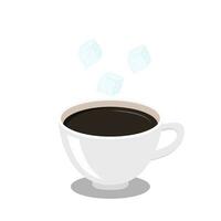 Cube Sugar Dropping Into Coffee cup. Espresso coffee vector. vector