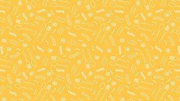 Pasta noodle. Pattern of traditional pasta shapes. Different types of macaroni. Vector illustration.