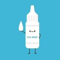 Eye drop character vector. eye drop vector on blue background.