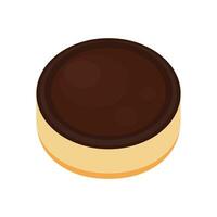 Pudding custard with caramel glaze. flat illustration in cartoon style isolation on a white background. vector