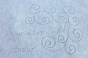 Snowy background lettering photo