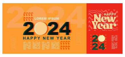 2024 colorful set of Happy New Year posters vector