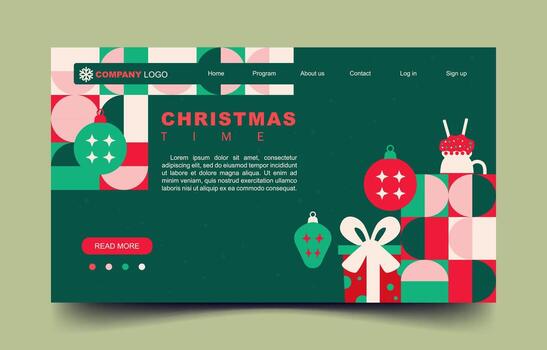 Christmas Preview Mock Up website with Flat Color Concept vector