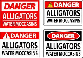 Danger Sign Alligators - Water Moccasins vector