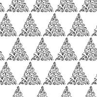 Seamless vector pattern with a tea leaves.  Spring leaf plant and blossom. Doodle style illustration. Herbal triangle grid ornament