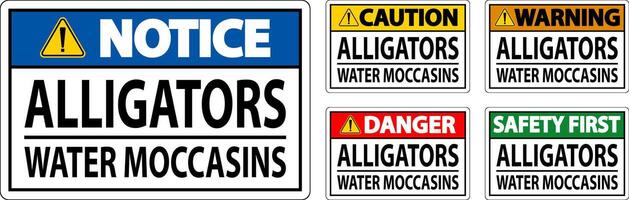 Danger Sign Alligators - Water Moccasins vector