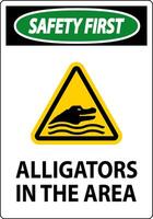 Safety First Alligators In The Area Sign vector